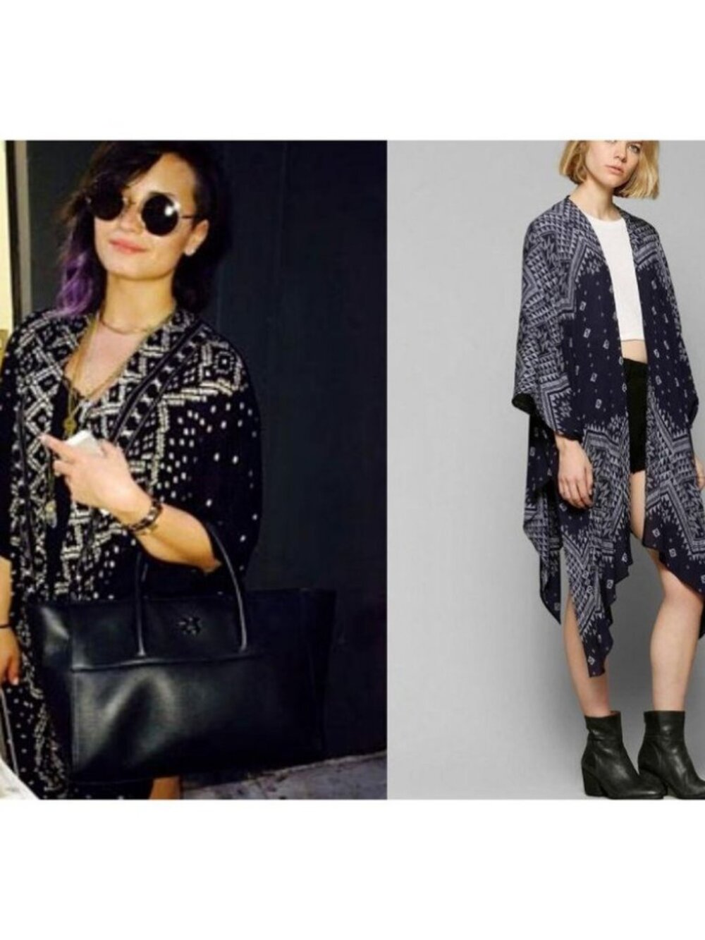 Ecote Urban Outfitters Blue Print Kimono Jacket Cardi